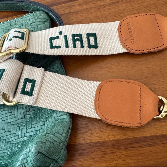 Clare V Tan Leather Strap with Gold Clips - Picture 3 of 5